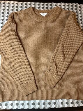 Time and Tru Camel Crewneck Waffle Knit Sweater
